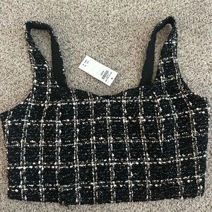 Abercrombie & Fitch Black and White Tweed Tank Top
